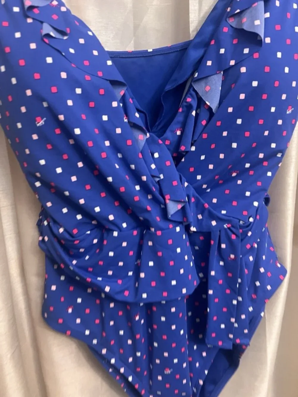 Lilly Pulitzer Delphie Borealis Blue Lilly Squared One Piece Swimsuit Sz 16.   N